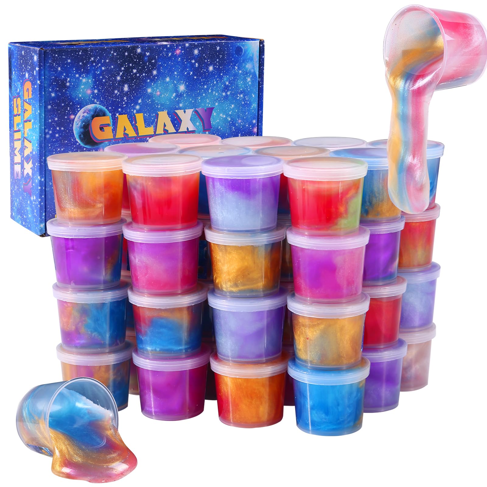 Galaxy Slime Kit 48 pack Party Favors for Kids, Stress Relief Toy, Novelty and Gag Toys for Girls and Boys, Christmas Stocking Stuffers