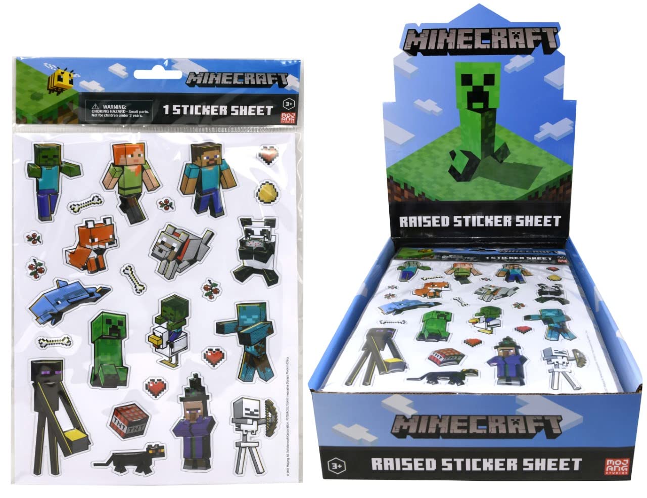 Buy Innovative Designs, LLC Minecraft Raised Sticker Sheet – 1 Puffy ...