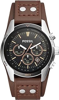 Fossil Men's Coachman Quartz Stainless Steel and Leather Chronograph Watch, Color: Silver, Brown (Model: CH2891)