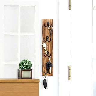 Yohsnor Vertical Key Holder for Wall - Mounted Wooden Key Rack Organizer with Hooks for Home Entryway, Laundry Room & Gara...