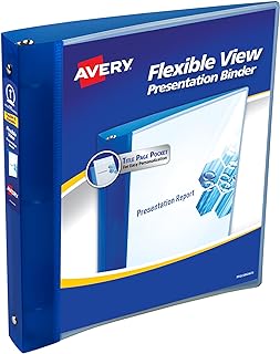 Avery Flexible View 3 Ring Binder, 1 Inch Round Rings, 1 Blue Binder (17675)