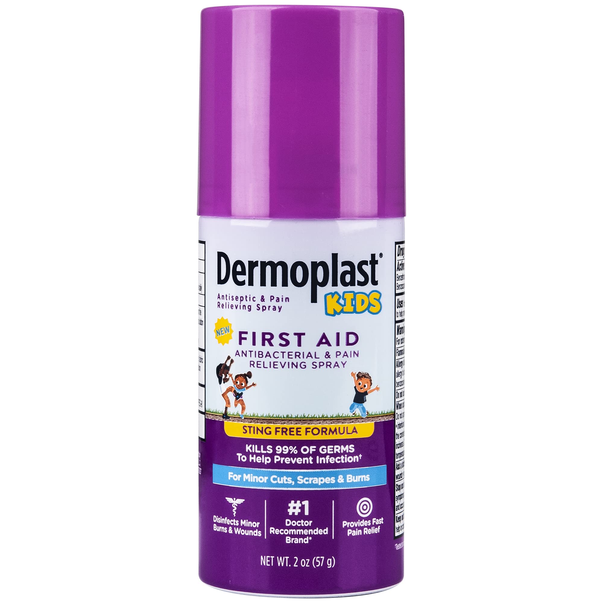 Dermoplast Kids Sting-Free First Aid Spray, Antiseptic & Analgesic Spray for Minor Cuts, Scrapes and Burns, 2 Ounce