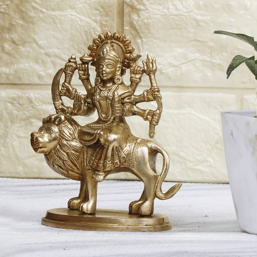 Buy ARTVARKO Brass Durga Ma Murti Sherawali MATA Ambe Maa Idol ...