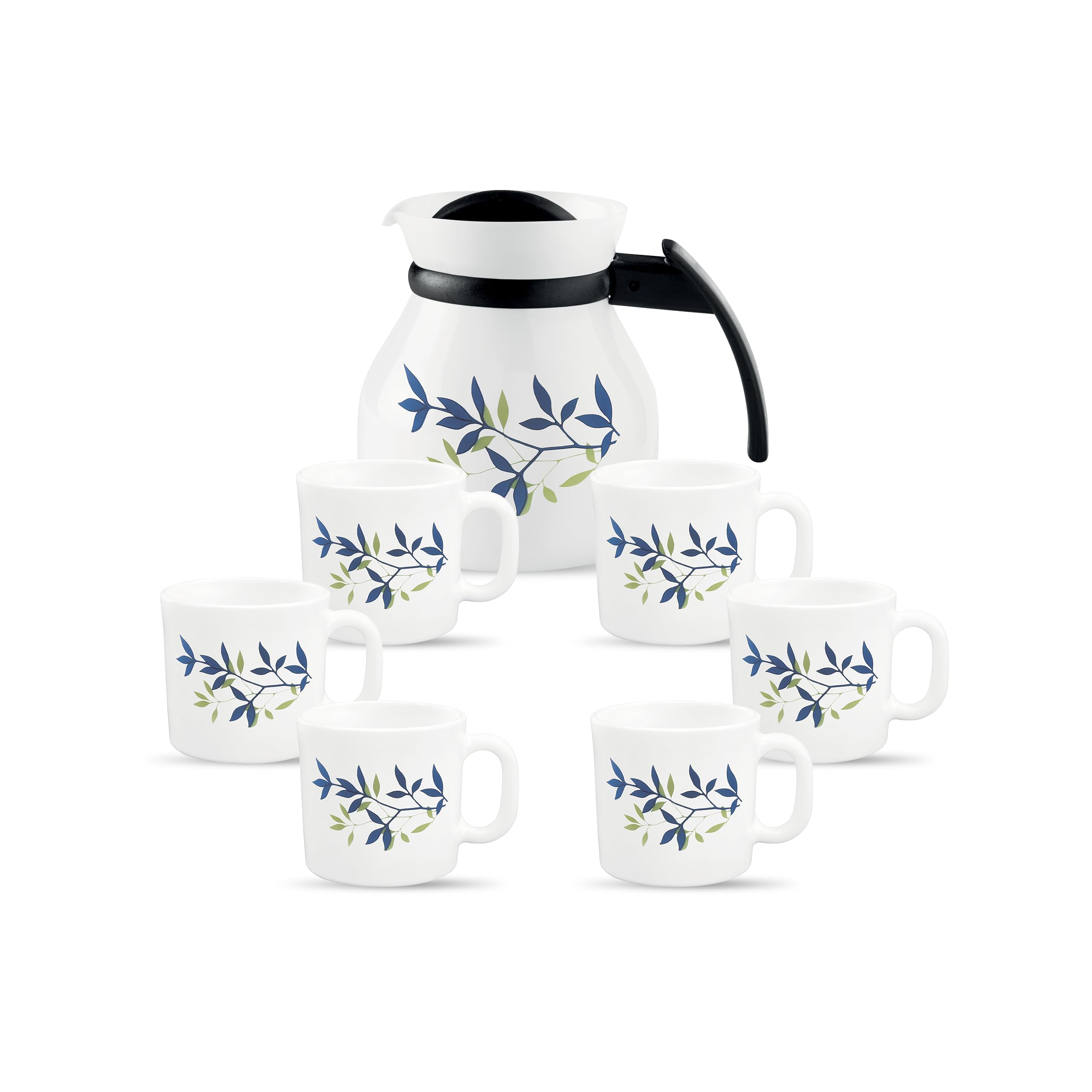 La Opala, Melody Collection, Opal Glass Coffee Set 7 pcs, Silken Charm, White