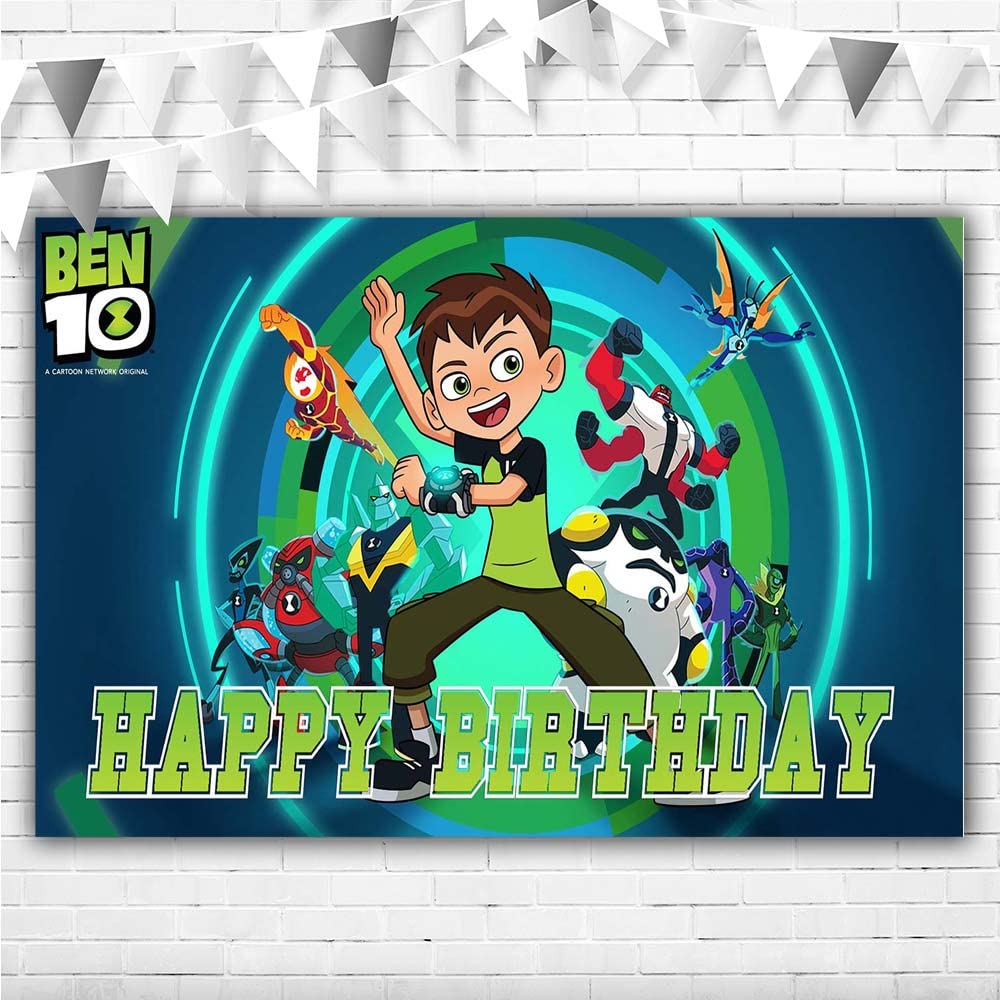  : Moonlight Studio Happy Birthday Ben 10 Backdrop for Boys 5x3  Vinyl Ben 10 Birthday Party Decorations Banner for Kids Cartoon Science  Fiction Ben 10 Background : Electronics