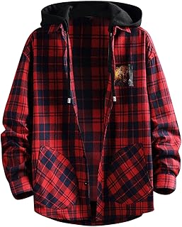 Red Flannel Men Fashionable Square Printing Lightweight Breathable Long Sleeve Lapel Formal Shirt Shirt Jacket Mens