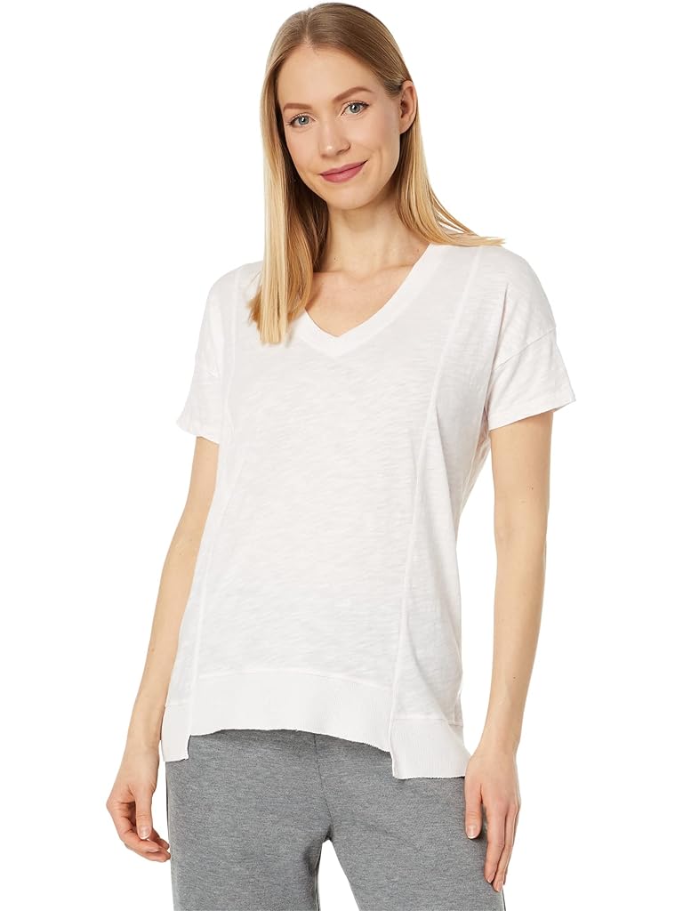 bobi Los Angeles Princess Seam V-Neck Short Sleeve Tee with Rib