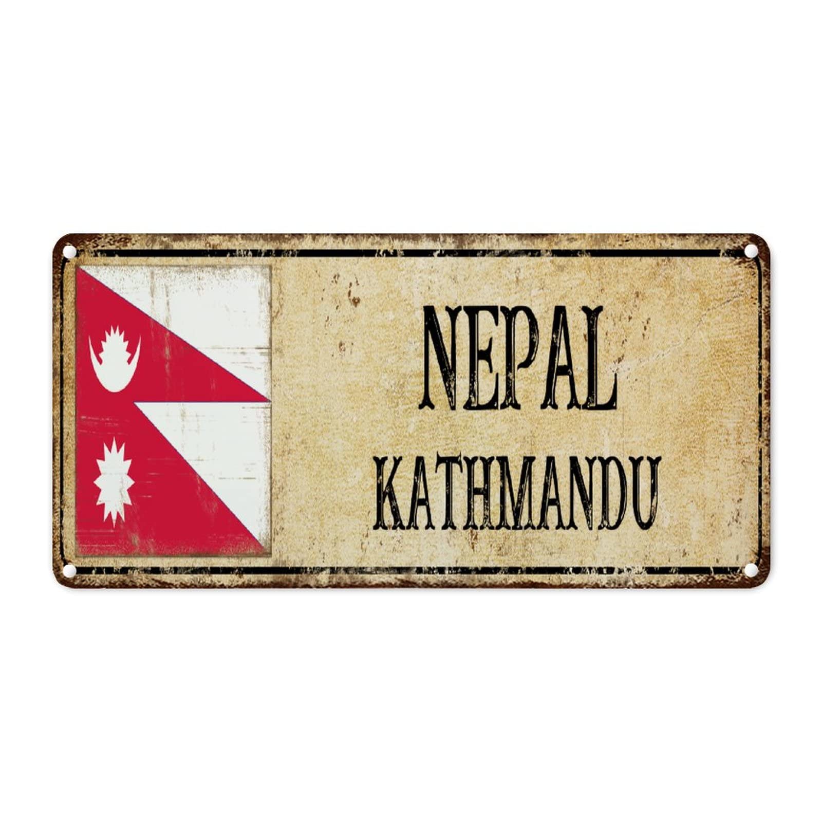 WoGuangis Nepal Retro Aluminum Metal Signs KATHMANDU City Men Cave Signs Nepal Country Flag Souvenir Gift Metal Sign Wall Art for Laundry Room Office 12x6in Patriotic Men Women Birthday Gift