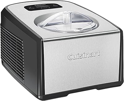 Cuisinart ICE-100 1.5-Quart Ice Cream and Gelato Maker, Fully Automatic with a Commercial Quality Compressor and 2-Paddles, 10-Minute Keep Cool Feature, Black and Stainless Steel