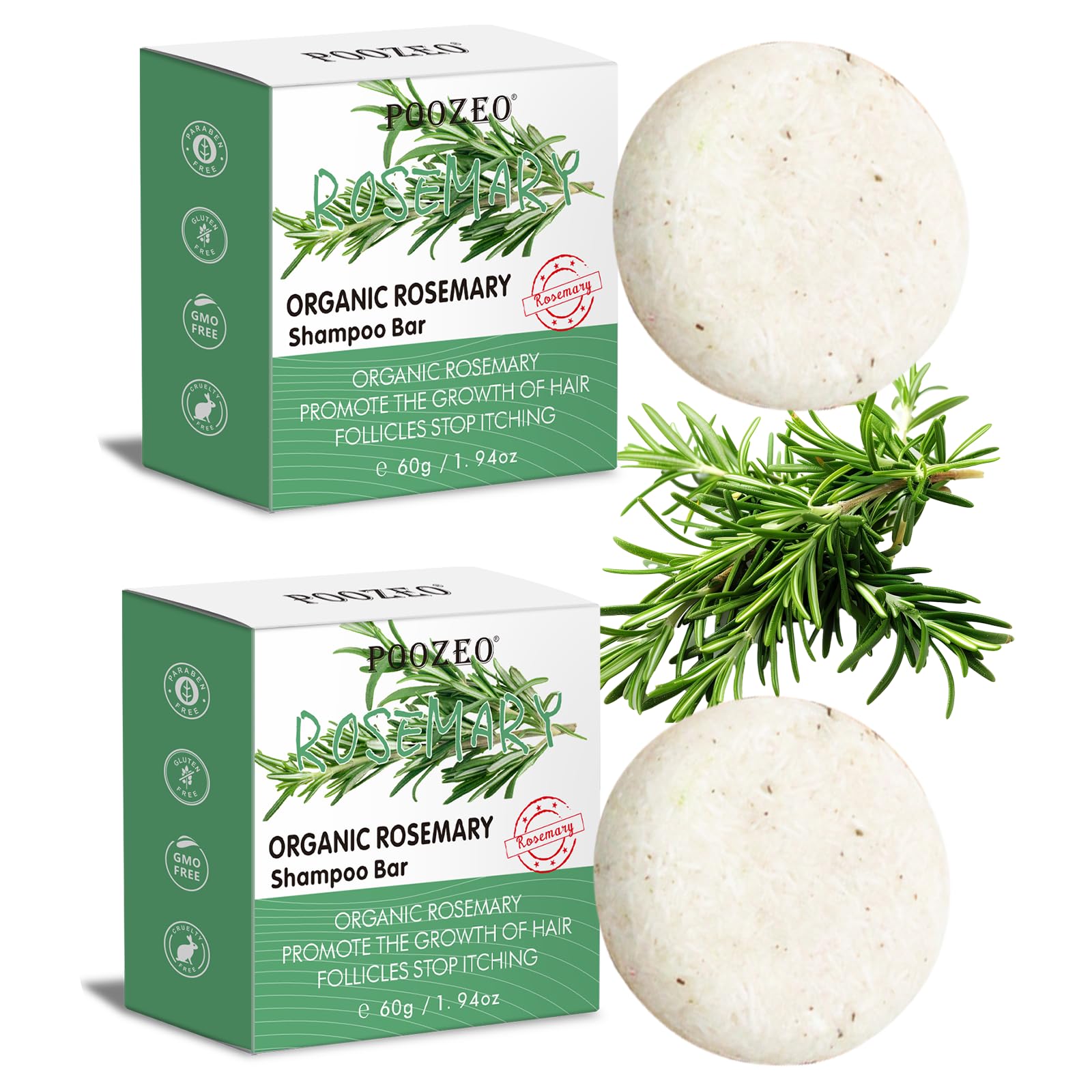 2 Pack Rosemary Hair Shampoo Bar,Deep Cleansing for Scalp Hair Loss Shampoo Soap, Organic Shampoo Oil Control,Solid Shampoo Bar for Hair Growth, Refreshing and Hydrating