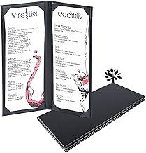 4.25 x 11 inches Menu Holder Menu Covers 2 View Leather Book Style Double Fold Panel for Restaurant Coffee Bars（4.25” x 1...