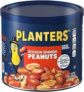 PLANTERS Redskin Spanish Peanuts, Roasted Salted Peanuts, Plant Based Protein 12.5 Ounce (Pack of 6)