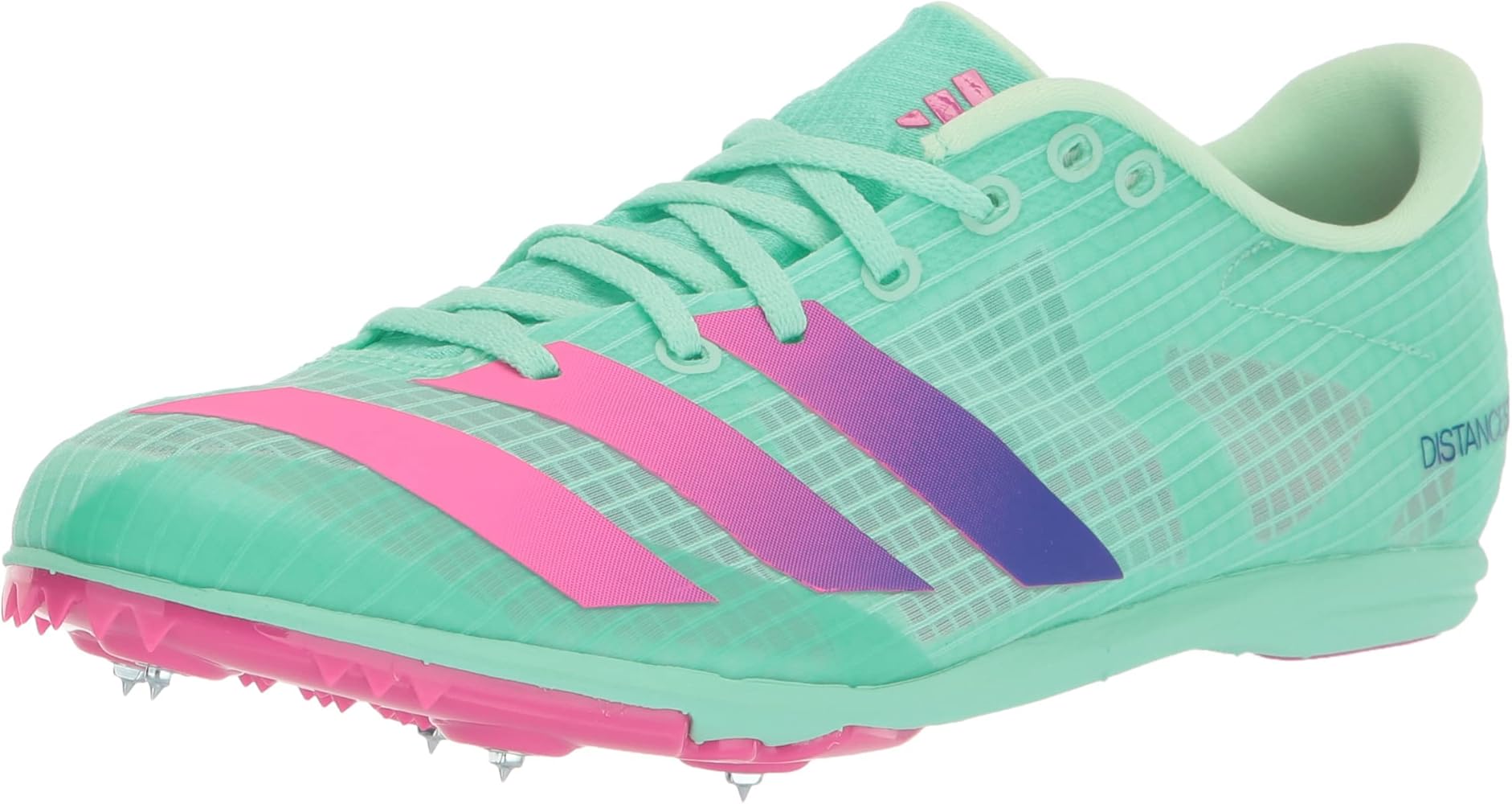  | adidas Men's Distancestar Track and Field Shoe, Pulse  Mint/Lucid Blue/Lucid Fuchsia,  | Track & Field & Cross Country