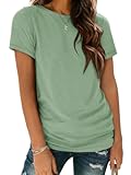 Womens Short Sleeve Round Neck Shirts Summer Top Fashion Basic Tee