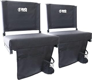 BRAWNTIDE Wide Stadium Seat - Extra Thick Cushion, Great Back Support, Lightweight Chair, Multiple Storage Pockets, Compac...