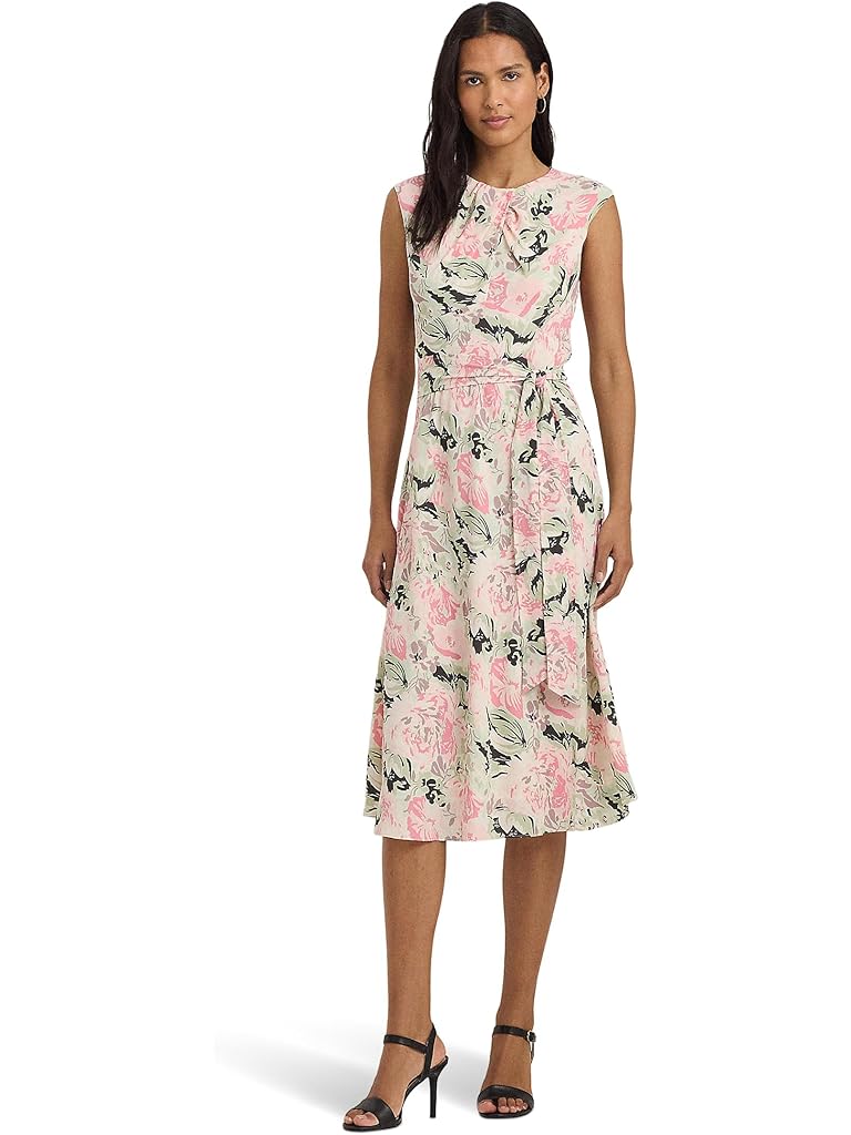 Lauren Ralph Lauren Floral Bubble Crepe Cap-Sleeve Dress