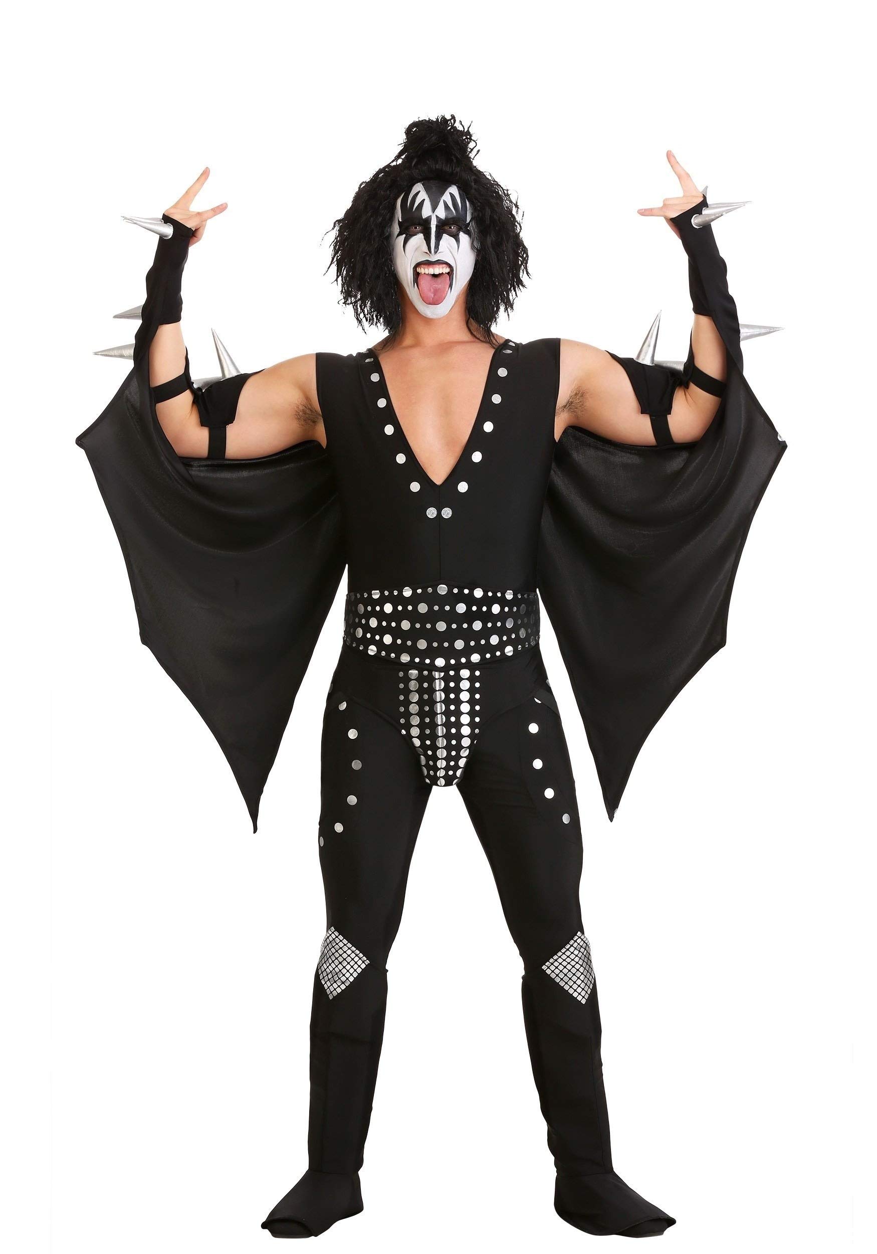 Fun CostumesAdult Plus Size KISS Demon Costume, Rockstar KISS Halloween Costume, 70s Winged Musician