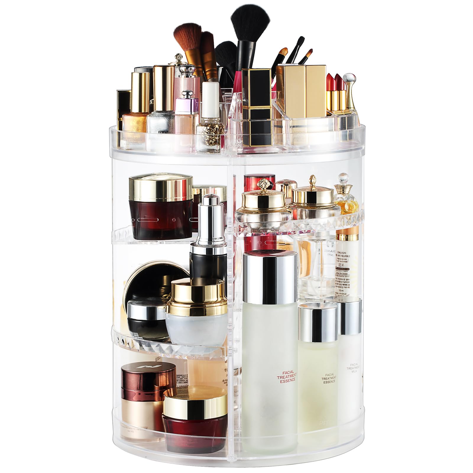 AMEITECH Makeup organizer, 360 degree rotating adjustable cosmetic storage display case with 8 layers large capacity, fits jewelry,makeup brushes, lipsticks and more, clear transparent