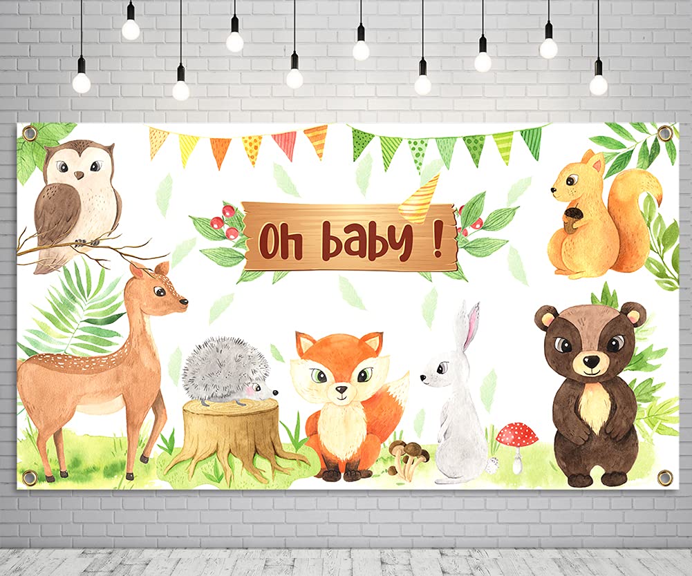 Buy XJF Woodland Baby Shower Backdrop Banner,Safari Animals Baby Shower ...