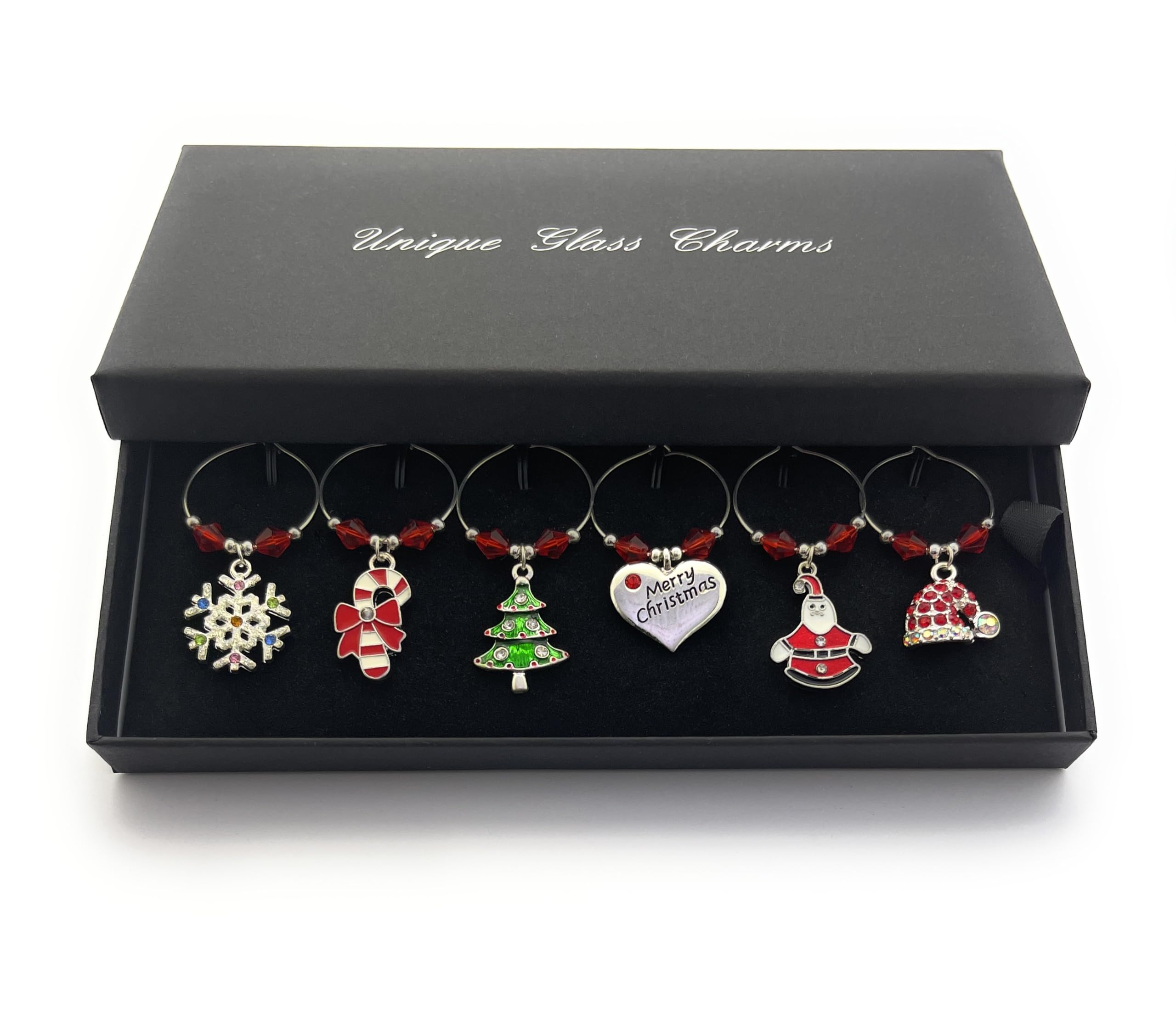 Christmas Characters Charms with Rhinestones Wine Glass Charms with Gift Box