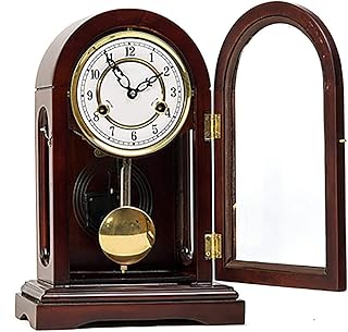 YXZN Wooden Pendulum Mantel Clock with Westminster Chimes Mechanical Table Clock for Living Room, Office, Home Decor, Brown