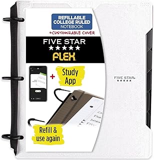 Five Star Flex Hybrid NoteBinder + Study App, 1 Inch Binder with Tabs, Customizable Cover, Notebook and 3-Ring Binder All-...