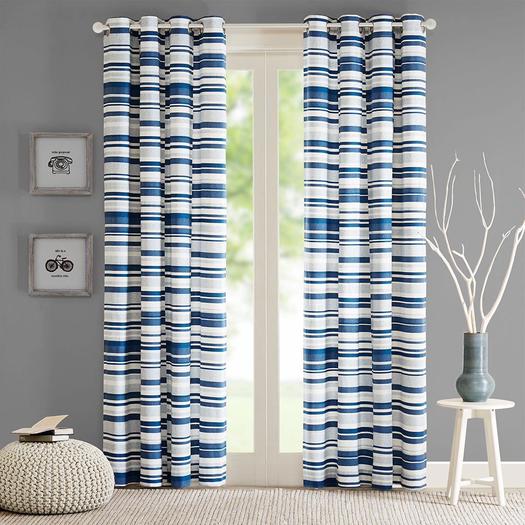 Blue printed curtains