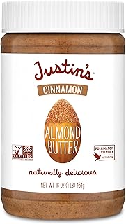 Justin's Cinnamon Almond Butter, No Stir, Gluten-free, Non-GMO, Responsibly Sourced, 16 Ounce Jar