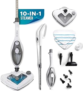 Steam and Go 10-in-1 Steam Mop - Floor Steamer with Detergent Chamber and Detachable Handle for Tile Grout, Clothes, Furni...