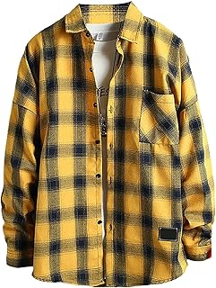 Plaid Shirts for Men Fleece Lined Flannel Shirt Long Sleeve Snap Button Down Shirt Big and Tall Shirt with Pocket