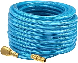 Compressed Air Hose, 20 Metres Simple Quick Connection, Compressor Pressure Hose, 15 Bar Coupling, 1/4 Inch, Reinforced Fl...