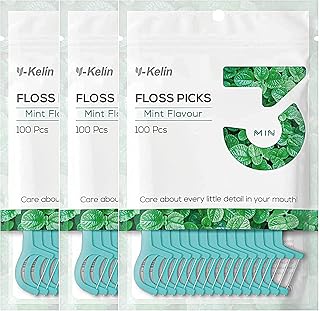 Y-Kelin Dental Floss 300 Pcs Mint Toothpick Floss Picks,Teeth Stick,Tooth Picks,Teeth Cleaning