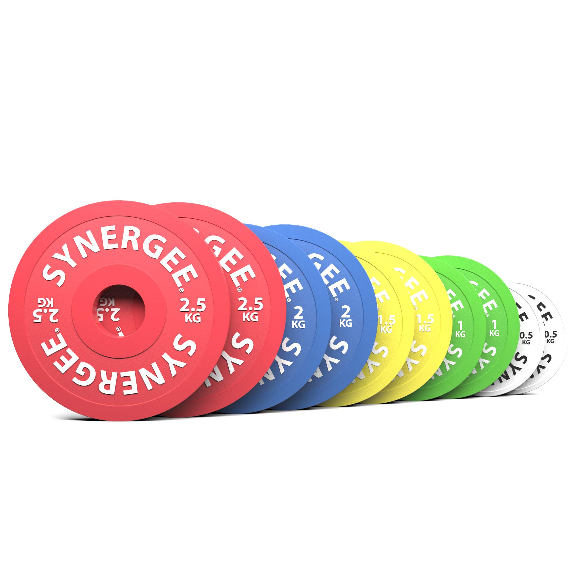 SynergeeRubberized Fractional Plates and Change Plates 0.125 kg, 0.25 kg, 0.5 kg, 1.0 kg, 1.5 kg, 2.0 kg and 2.5 kg Set. Incremental Weights, Micro Weights for Powerlifting & Olympic lifting