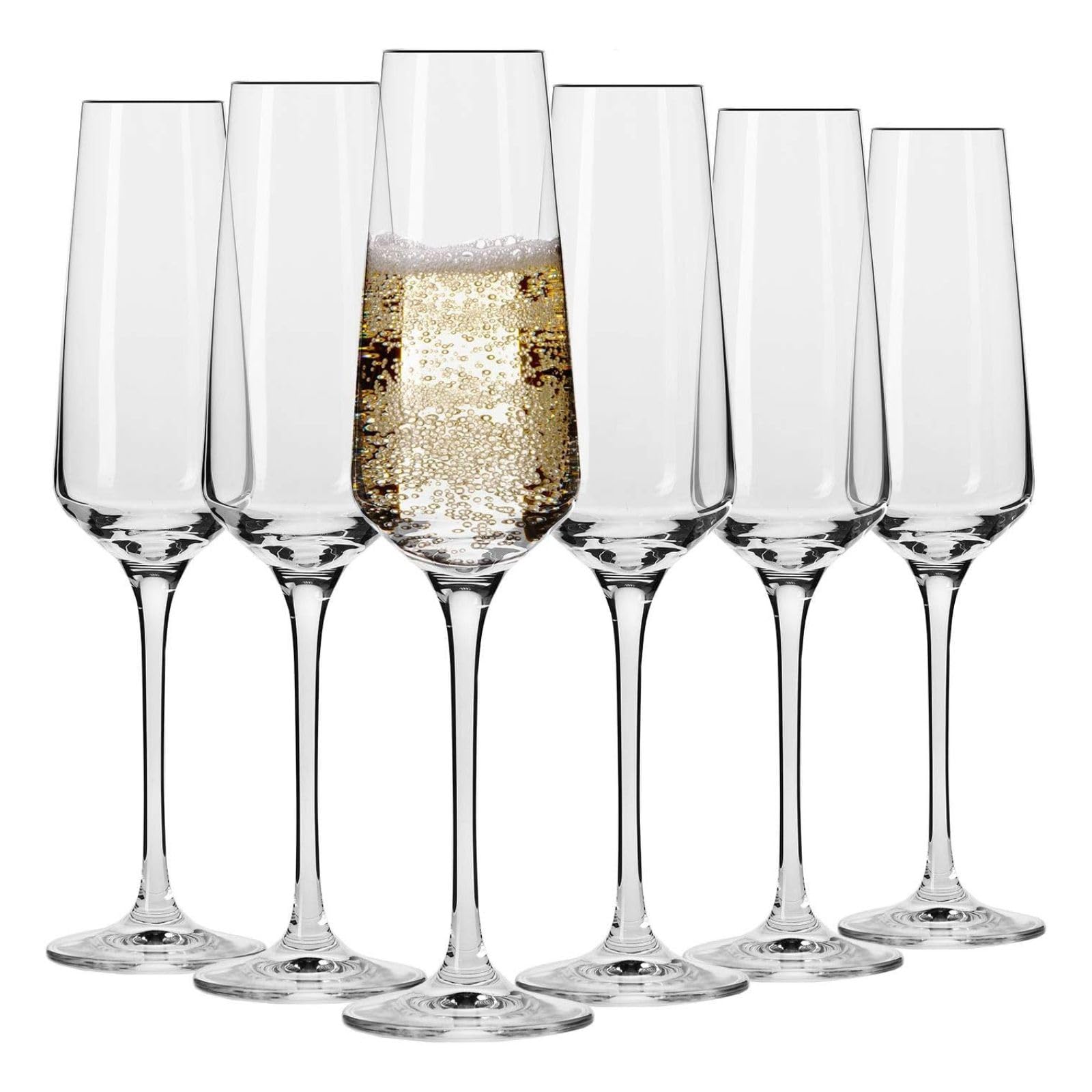 Krosno Crystal Champagne Prosecco Flutes | Set of 6 | 180 ML | Avant-Garde Collection | Wedding Gift Wine Glasses Gift Box Cocktail Glasses | Perfect for Home, Restaurants & Kitchen | Dishwasher Safe