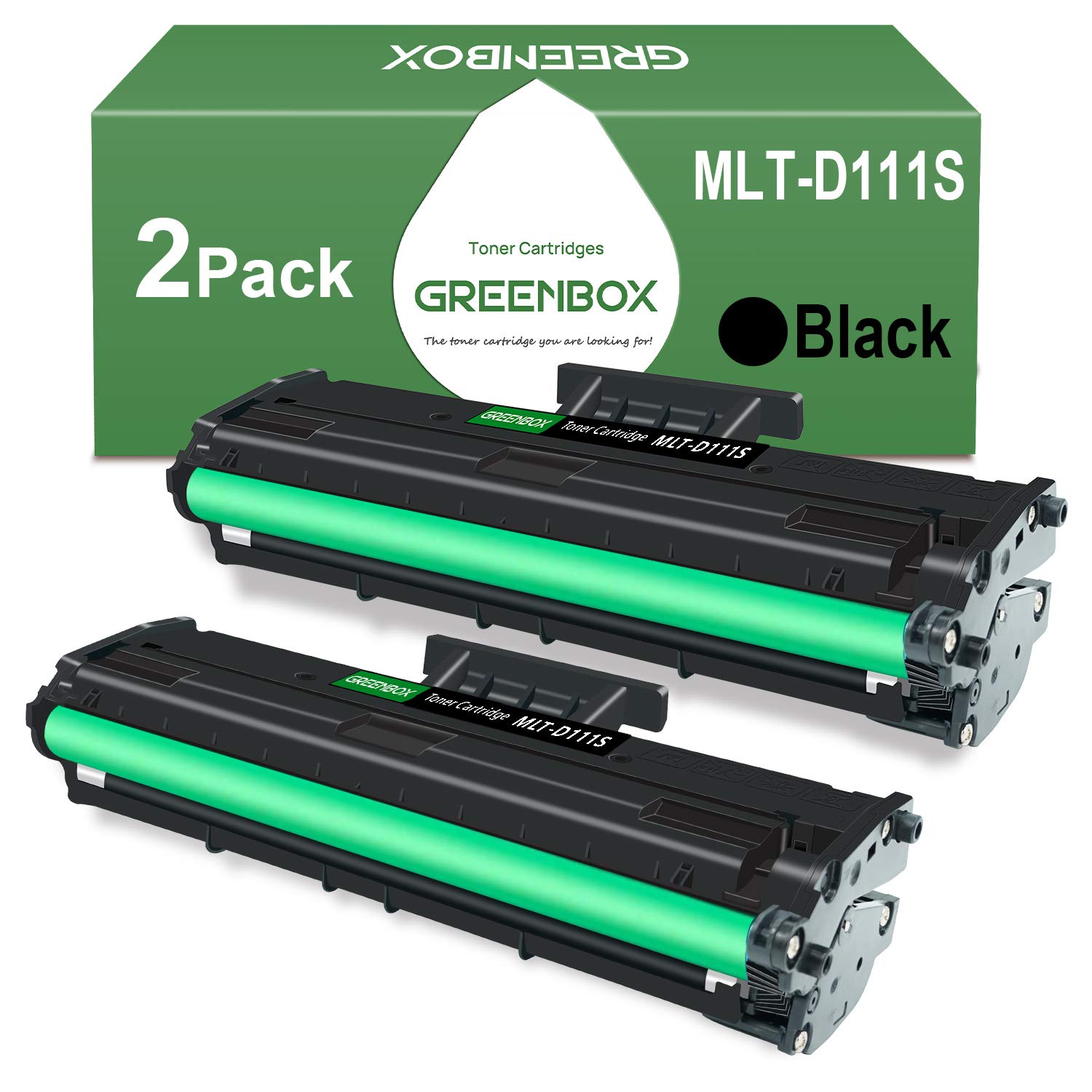 GREENBOX Compatible Toner Cartridge Replacement for Samsung MLT-D111S MLTD111S MLT111S D111S for Samsung Xpress SL-M2020 SL-M2020W SL-M2070 SL-M2070FW SL-M2022 SL-M2022W (2 Black)