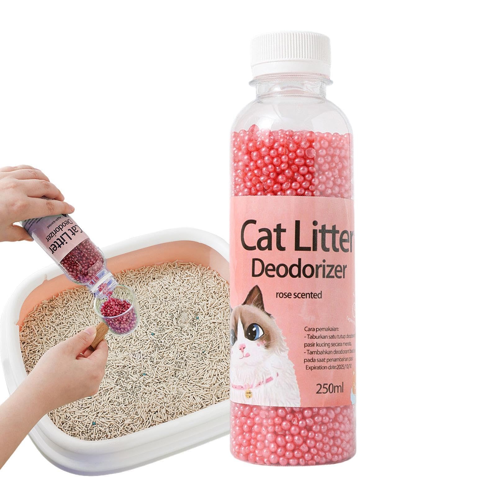 Cat Litter Deodorizer, Multi-Purpose Cat Litter Odor Eliminatorr, Cat Litter Scent Neutralizer for Closets, Litter Box, Kitchens, Bathrooms, Efficient Cat Litter Deodorizing Powder (Pink Rose)