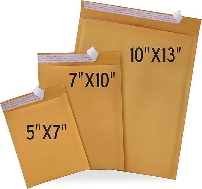 Mailing Padded Envelopes, Kraft Bubble Mailers Assorted Sizes – 10x13 