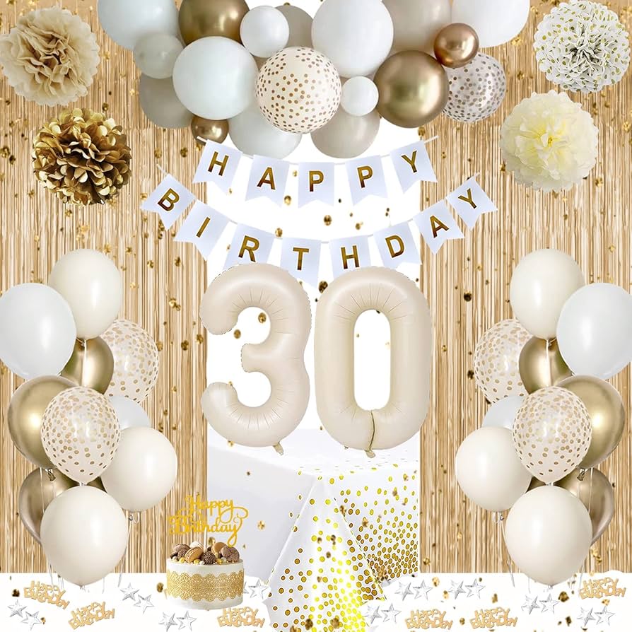 30th Birthday Decorations, Boho Sand White 30th Birthday ...