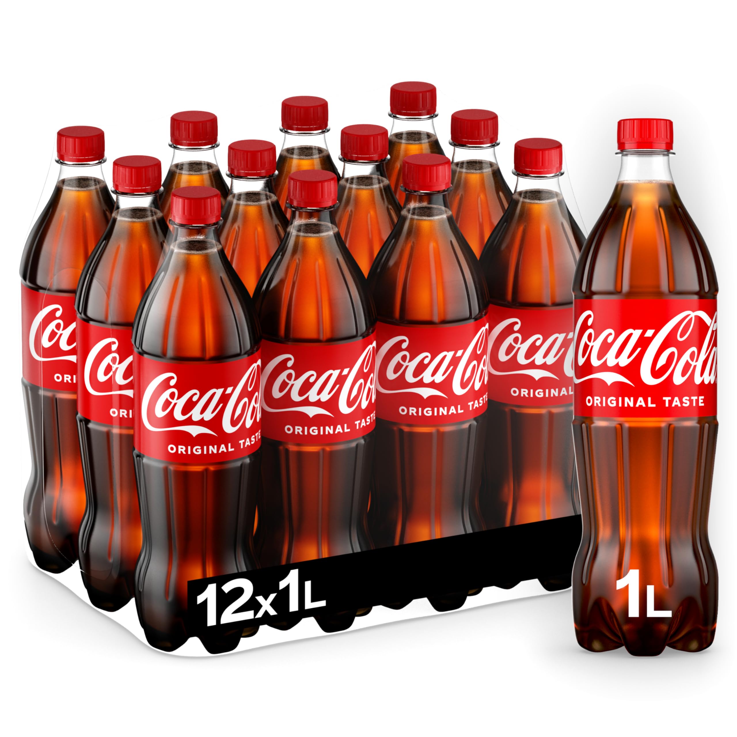 Coca-ColaOriginal Taste, Carbonated Soft Drink, PET 1L, pack of 12