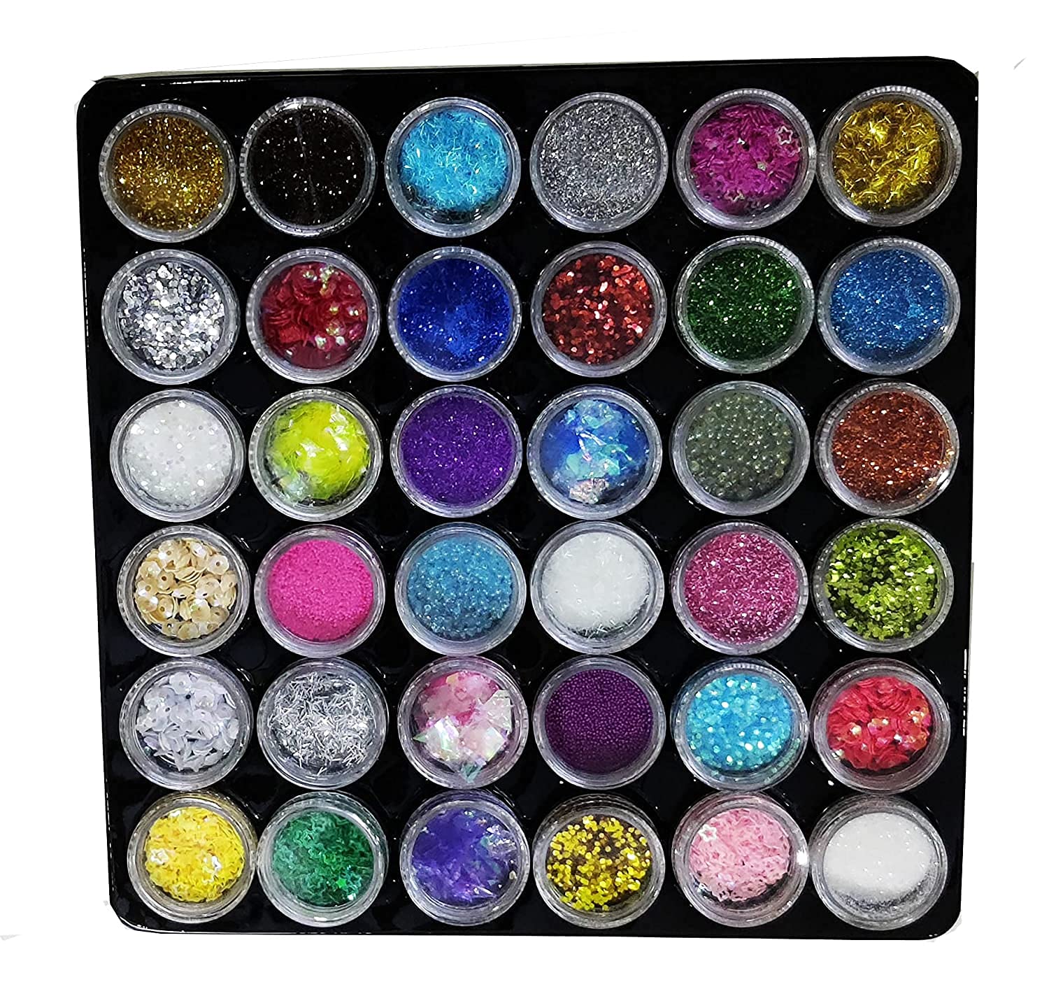 SKINPLUS 3D Nail Art Set Decoration Tool Glitter Powder Rhinestone Sequins - Mixed unquie Items Best for Gifting and Professionals No of Items- (36)