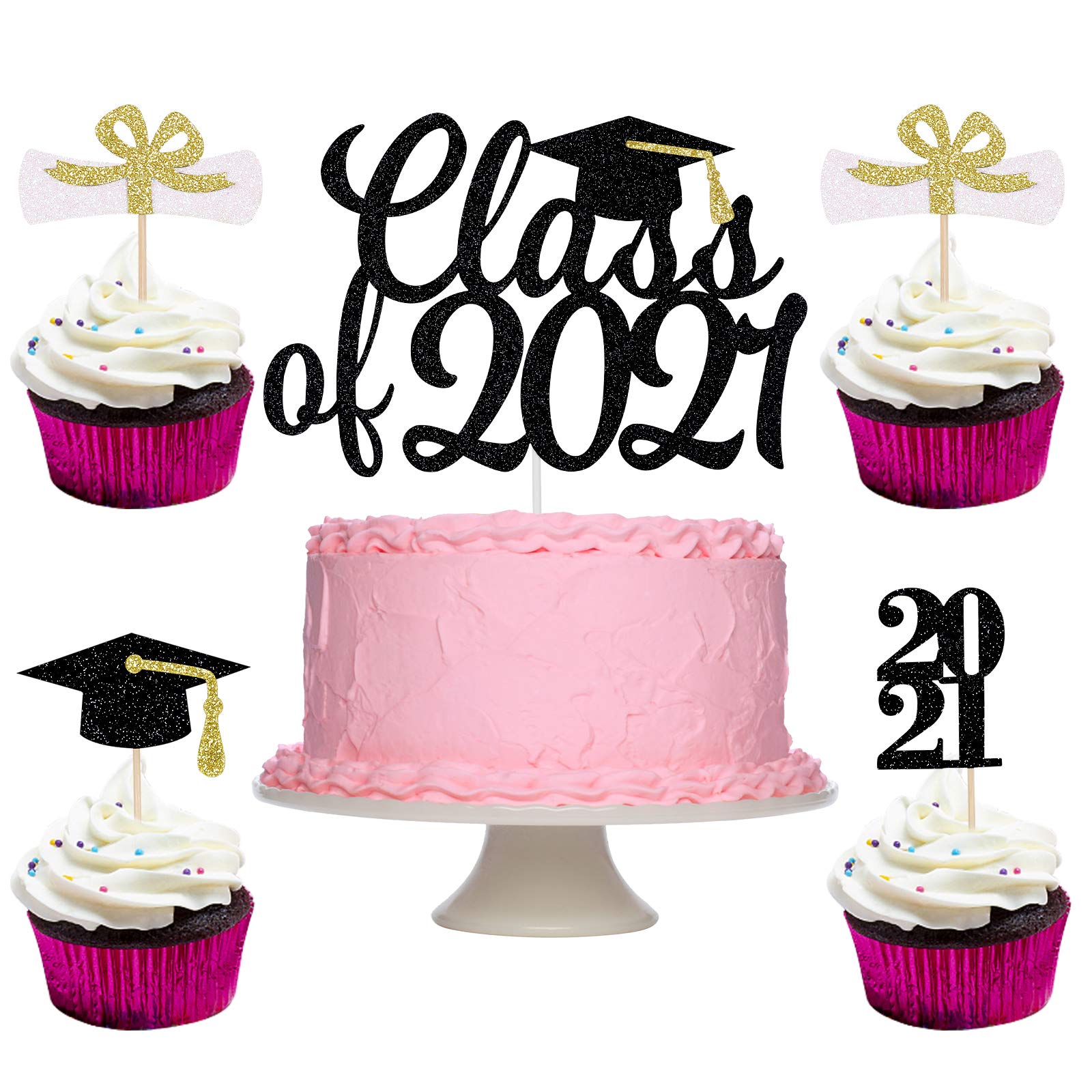 Buy Graduation 2021 Cake Toppers, Black Class Of 2021 Cake Topper ...