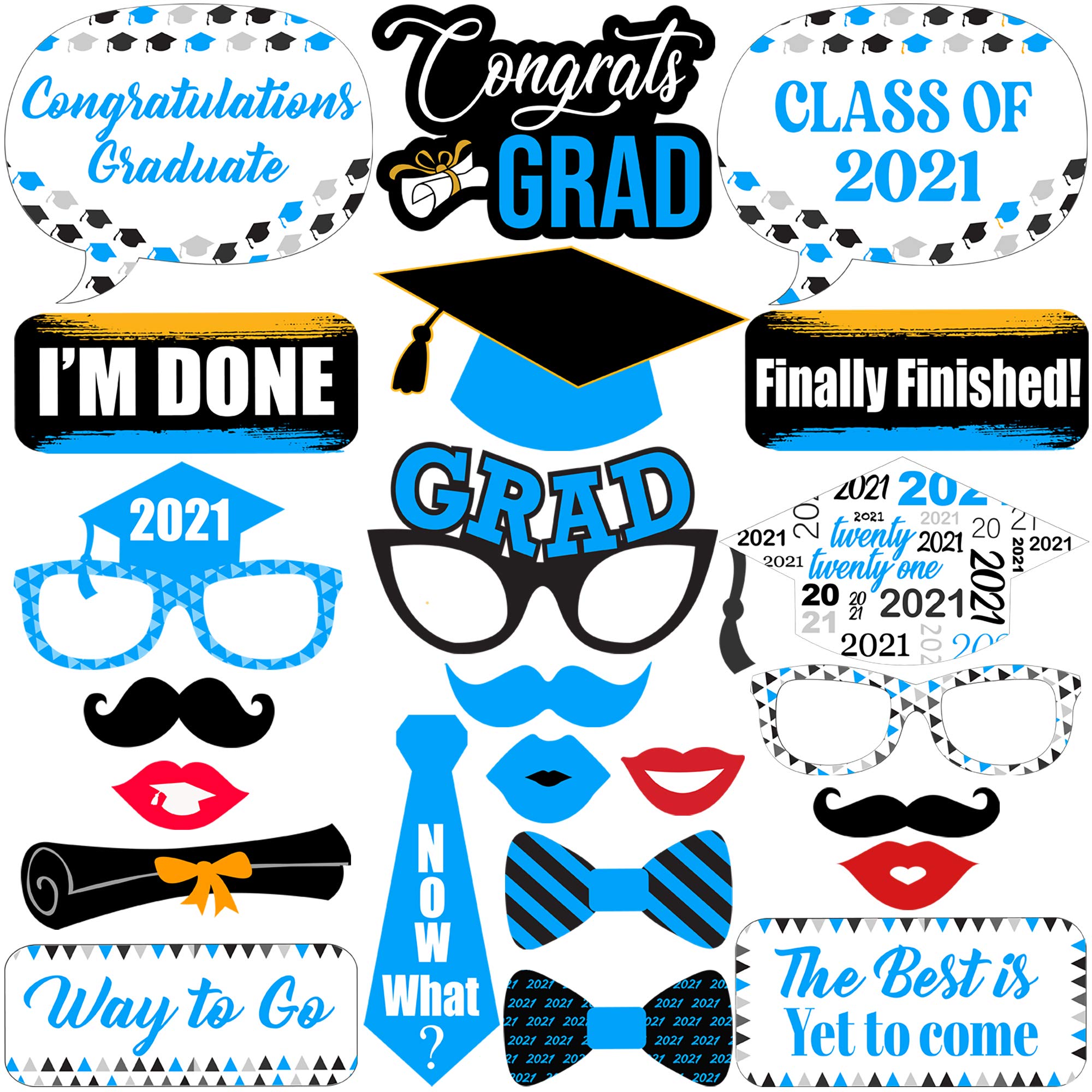 Buy Blue Graduation Photo Booth Props 2021 - DIY Required | Graduation ...