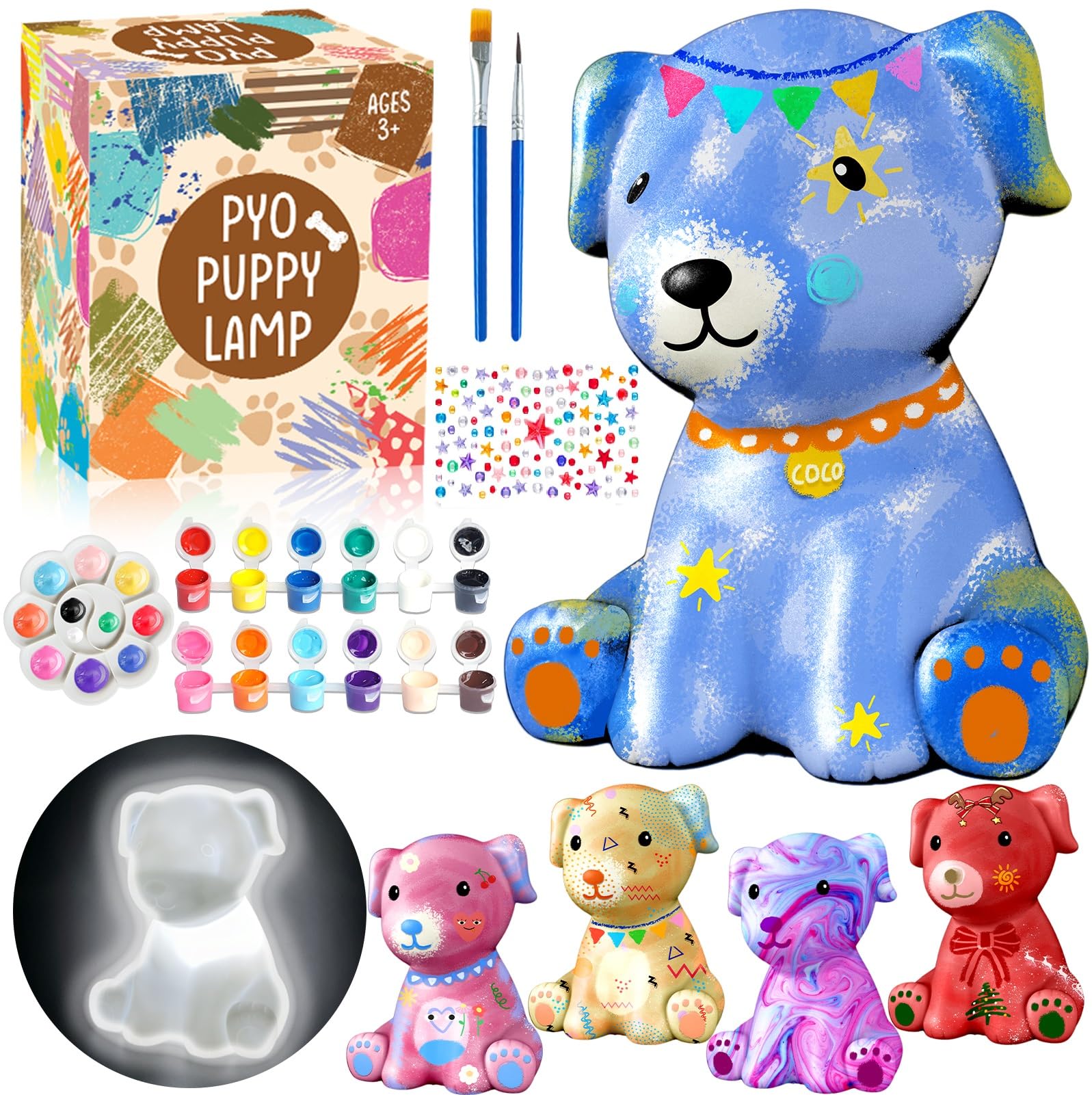 FUNZBO Paint Your Own Dog Lamp Puppy Kit - Arts and Crafts for Kids Teens Adults, Art Supplies Painting Kits for Kids, Toys Girls Boy Birthday Gift Ages 3+