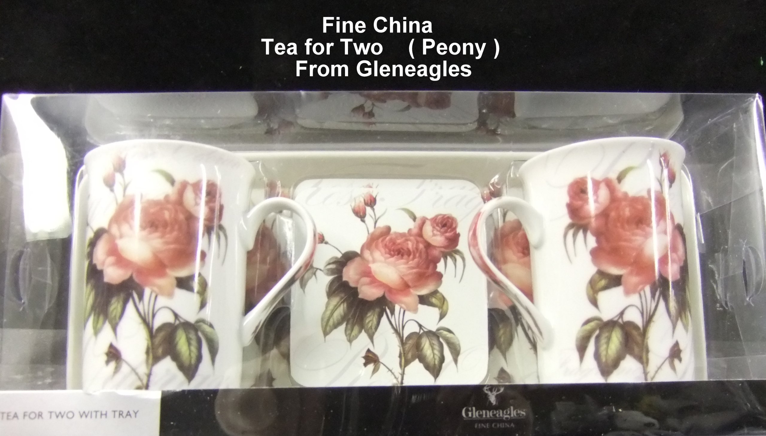 Gleneagles Tea For Two With Coasters & Tray Peony Brand New Fine China