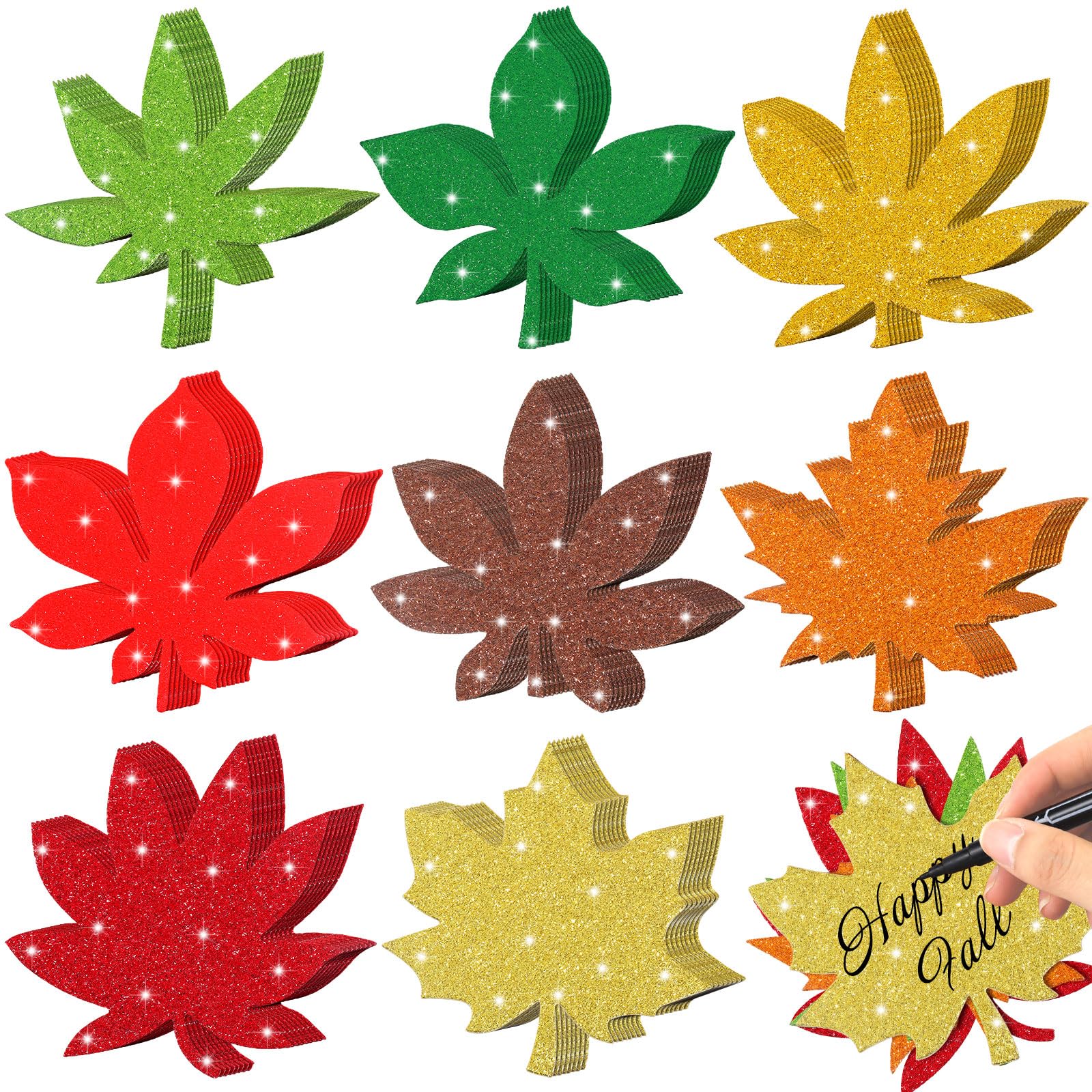 Buy Demissle 120 Pcs le Paper Leaves Glitter Paper Leaf Cutouts ...