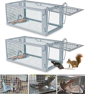 2 Packs Humane Rat Trap Outdoor, Wanqueen Humane Mouse Traps Indoor, Small Rodent Chipmunk Squirrel Trap and Other Live An...