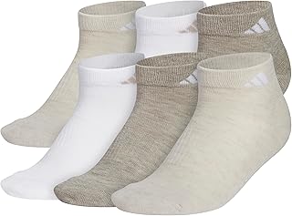 adidas Women's Athletic Cushioned Cut Socks (6-pair) Low Profile Arch Compression for a Secure Fit