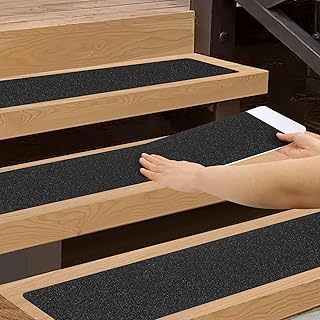 SMILOOL Outdoor Stair Treads Non-Slip Weather Resistant, 6" x 30" 5 Pack, Pre-Cut Anti Slip Step Strips, Waterproof Grip T...