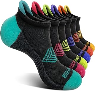 BULLIANT Socks For Women 6Pairs-Womens Athletic Ankle Socks No Show Cushioned for Walking Running-Compression Arch Support