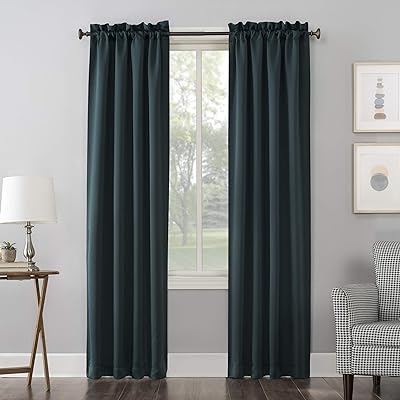 Sun Zero Easton Energy Saving Blackout Rod Pocket Curtain Panel, 40" x 84", Teal